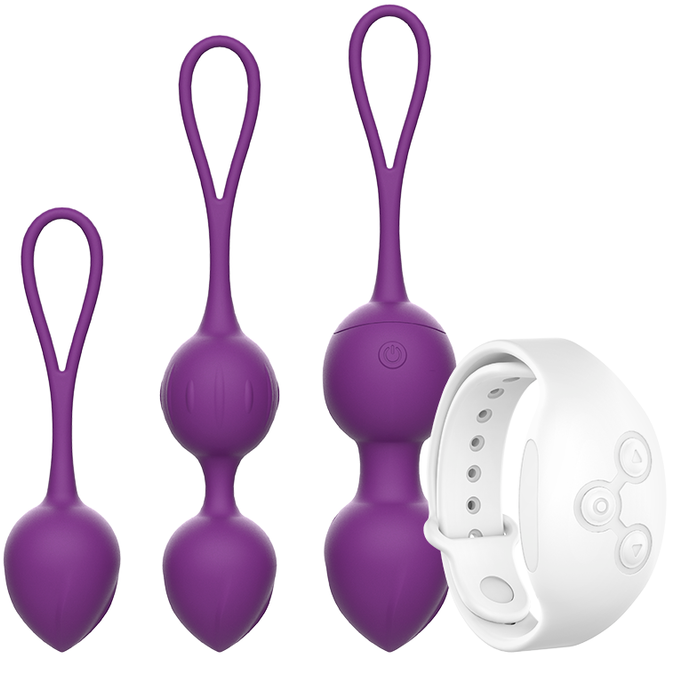 Rewolution – Kit de 3 Boules de Geisha Vibrantes avec Télécommande - Violet