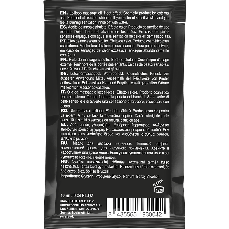 Huile Massage Chic Desire Sucette Thermique 10ml - Coquette