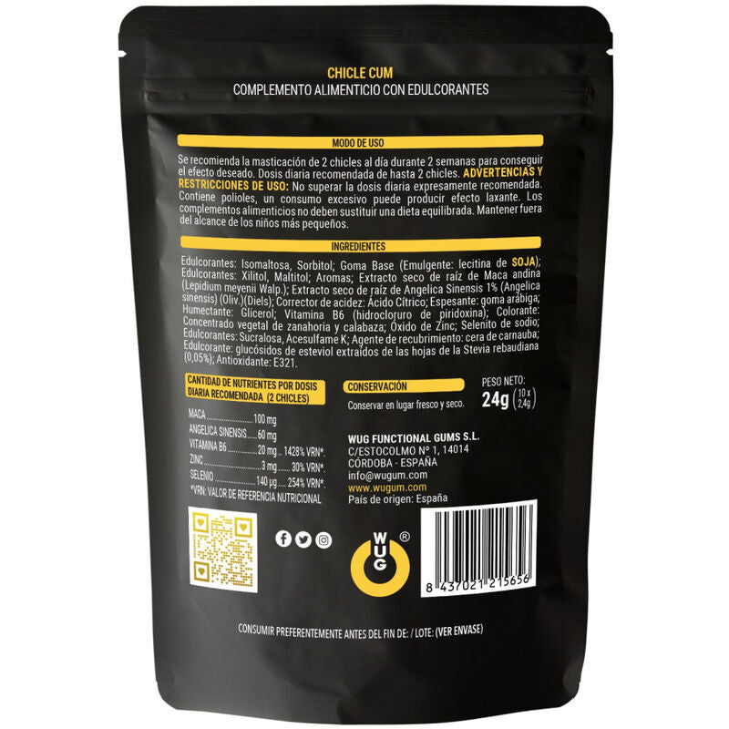 Wug Gum – Chewing-gum pour améliorer la qualité du sperme Cum - 10 unités - WUG SEX SENSE