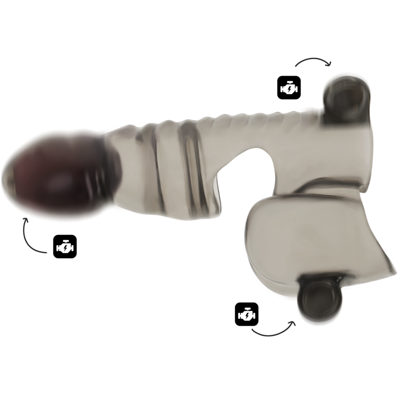 Gaine pénis et testicules 3 moteurs vibrantes texturée - Ohmama - OHMAMA