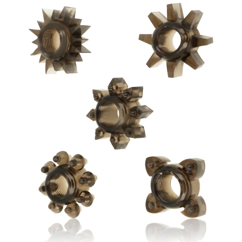 Lot de 5 anneaux péniens et testicules en silicone - Ohmama - OHMAMA