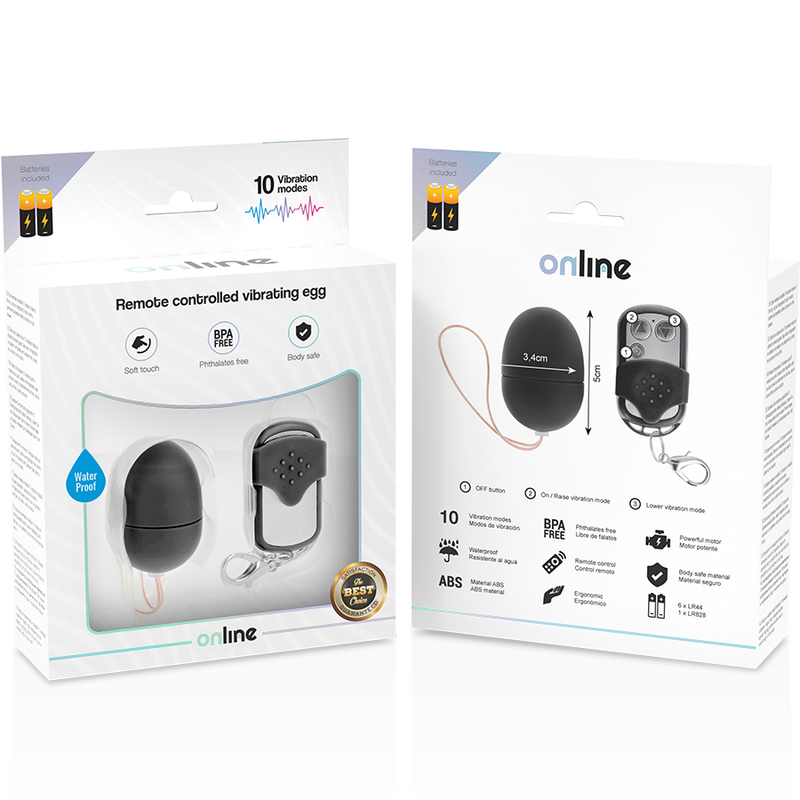 Online – Oeuf Vibrant avec Télécommande Taille S – Noir