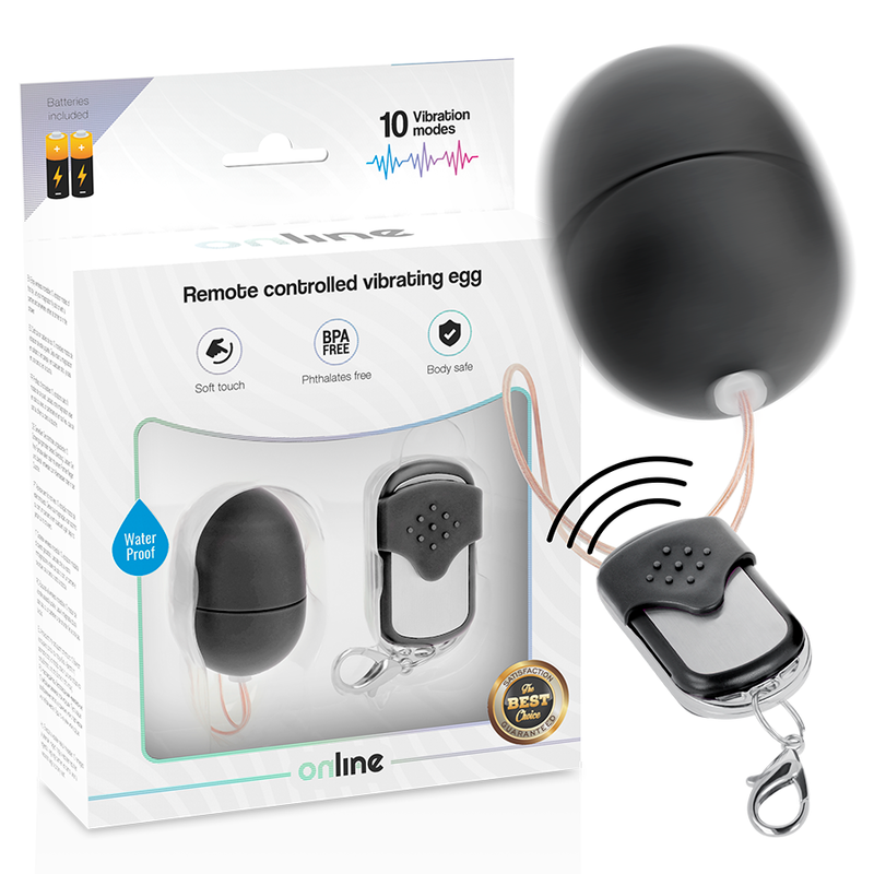 Online – Oeuf Vibrant avec Télécommande Taille S – Noir