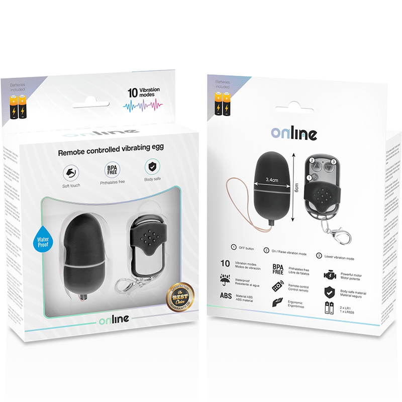 Online – Oeuf Vibrant avec Télécommande Taille M – Noir