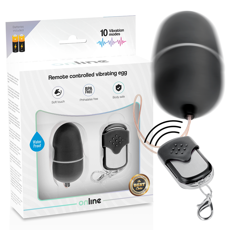 Online – Oeuf Vibrant avec Télécommande Taille M – Noir