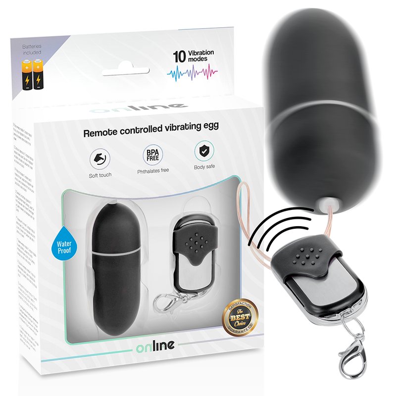 Online – Oeuf Vibrant avec Télécommande Taille L – Noir