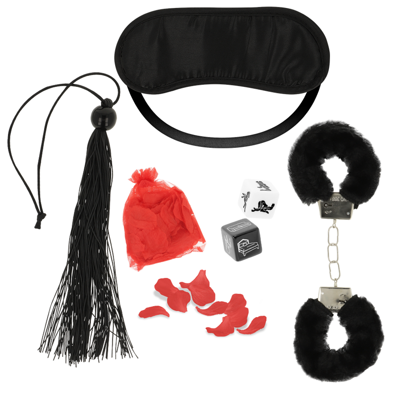 Kit couple numéro 2 fouet masque menottes dés - Ohmama - OHMAMA SET