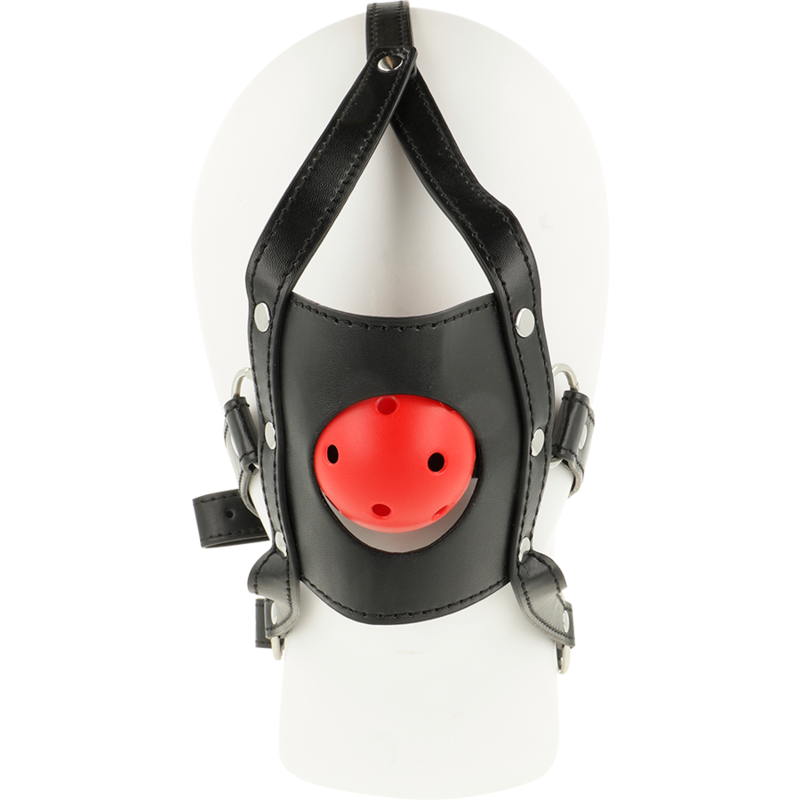 Harnais Bâillon Muselière Cuir Noir Tête Ouverte - Ohmama - OHMAMA FETISH