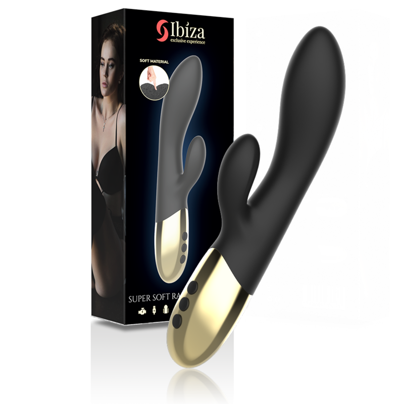 Vibromasseur Lapin Ibiza Super Doux Noir et Or - Ibiza