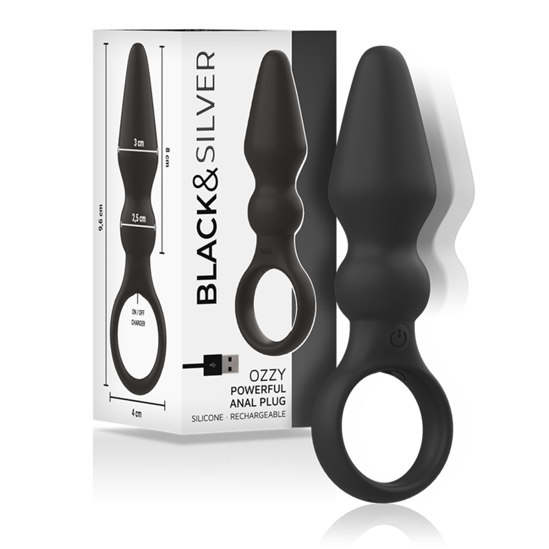 Plug Anal Vibrant Ozzy Silicone Double Couche - Black&Silver
