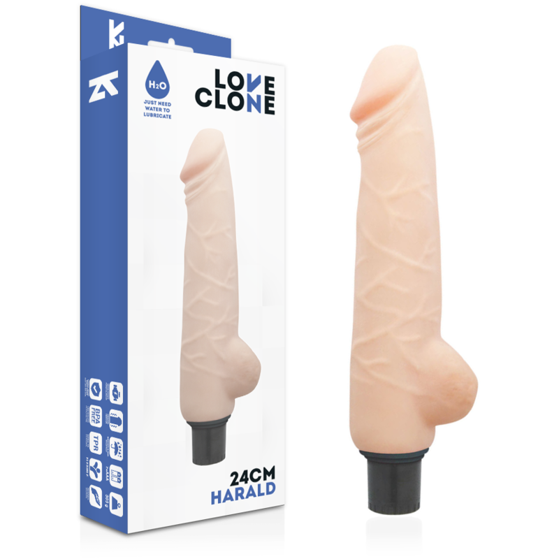 Vibromasseur autoludrifiant réaliste Harald 24 cm - Loveclone - LOVECLONE