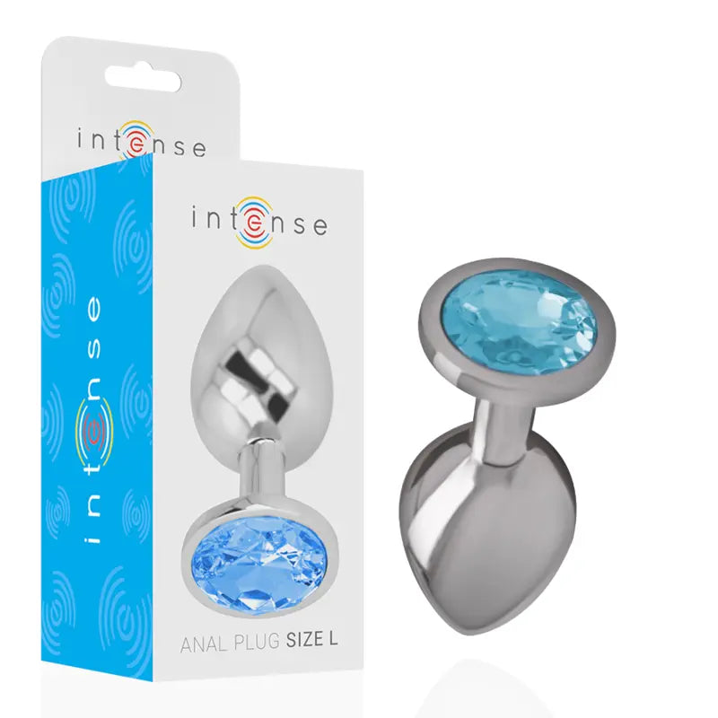 Plug Anal Métal Cristal Bleu Taille L - Intense