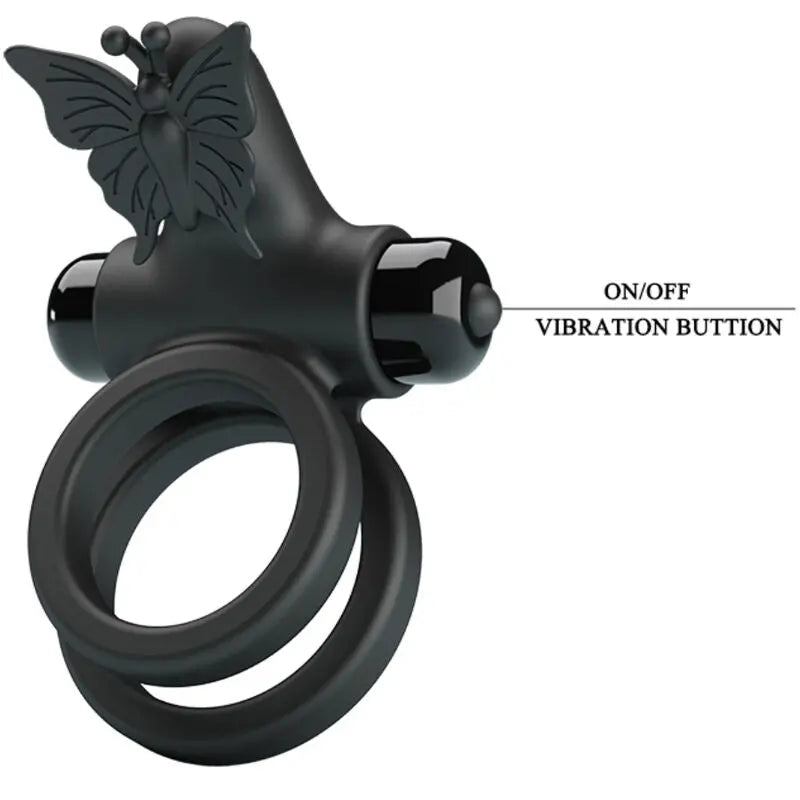 Anneau Pénien Vibrant Double Stimulateur Noir - Pretty Love - PRETTY LOVE MALE