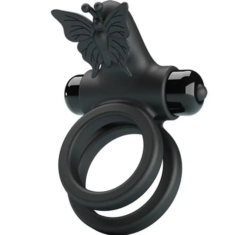 Anneau Pénien Vibrant Double Stimulateur Noir - Pretty Love