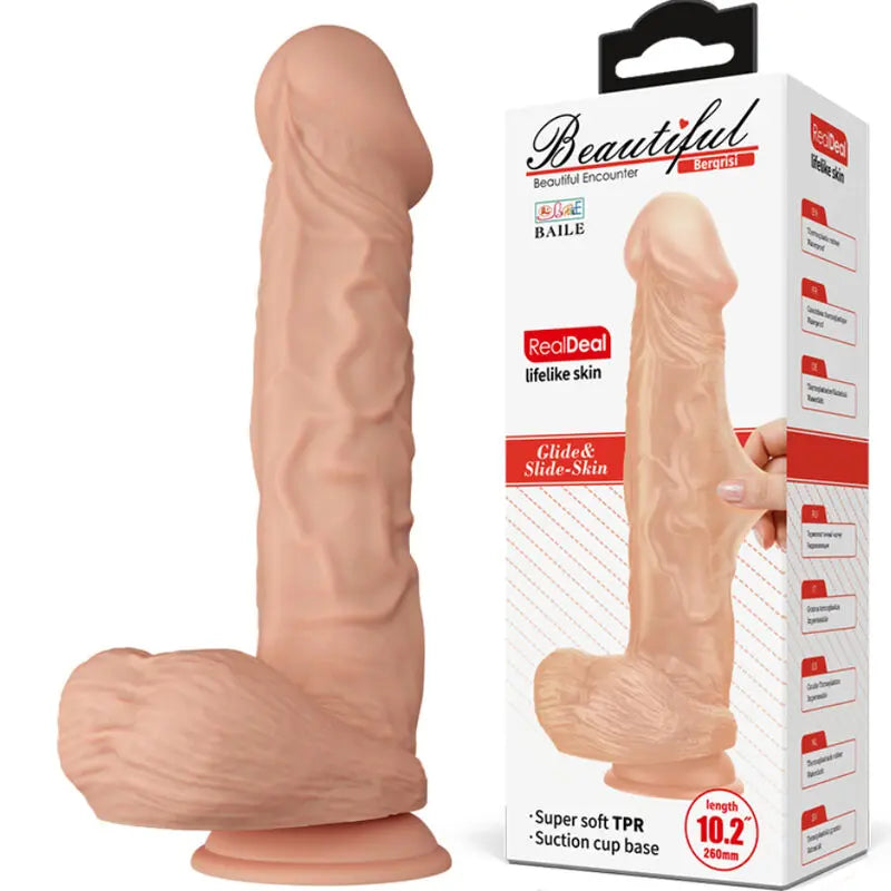 Realistischer Dildo Ultra mit Saugnapf Hauteffekt 26cm - Baile