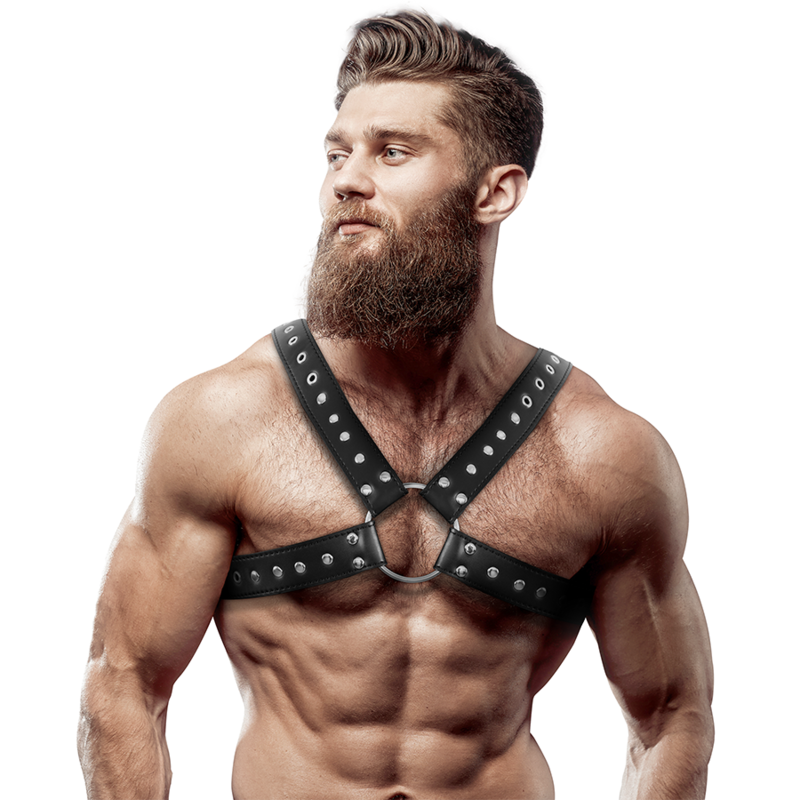 Harnais Poitrine Croisé Éco-Cuir Clous - Fetish Submissive