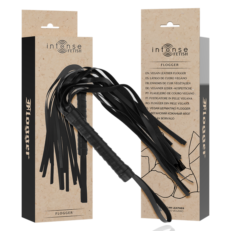 Martinet Noir en Cuir Végan avec Lanière - Intense Fetish