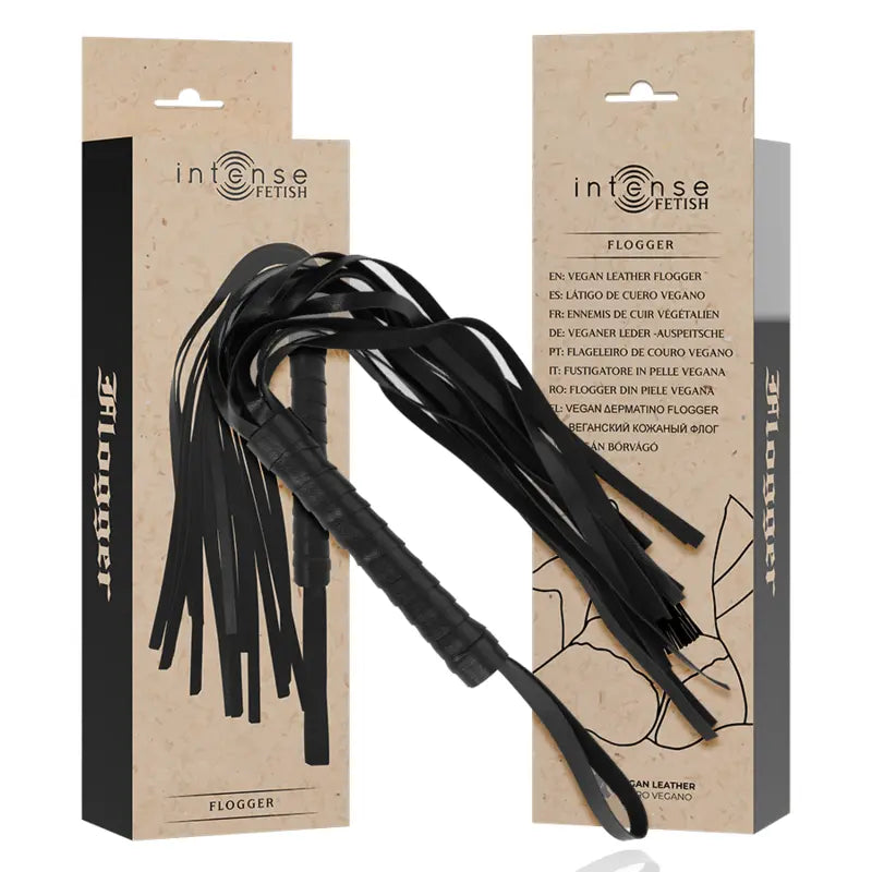 Martinet Noir en Cuir Végan avec Lanière - Intense Fetish