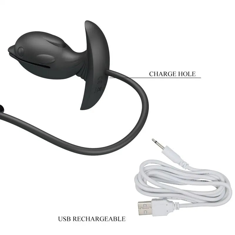 Plug Anal Gonflable en forme de Dauphin Noir - Pretty Love