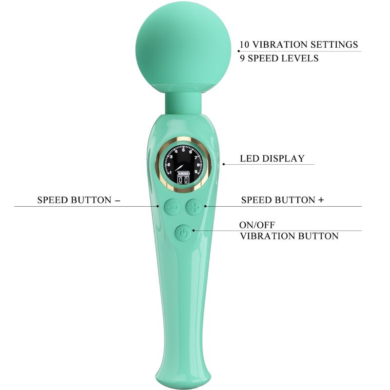 Stimulateur Wand Skyler 10 Modes Vert - Pretty Love - PRETTY LOVE LED