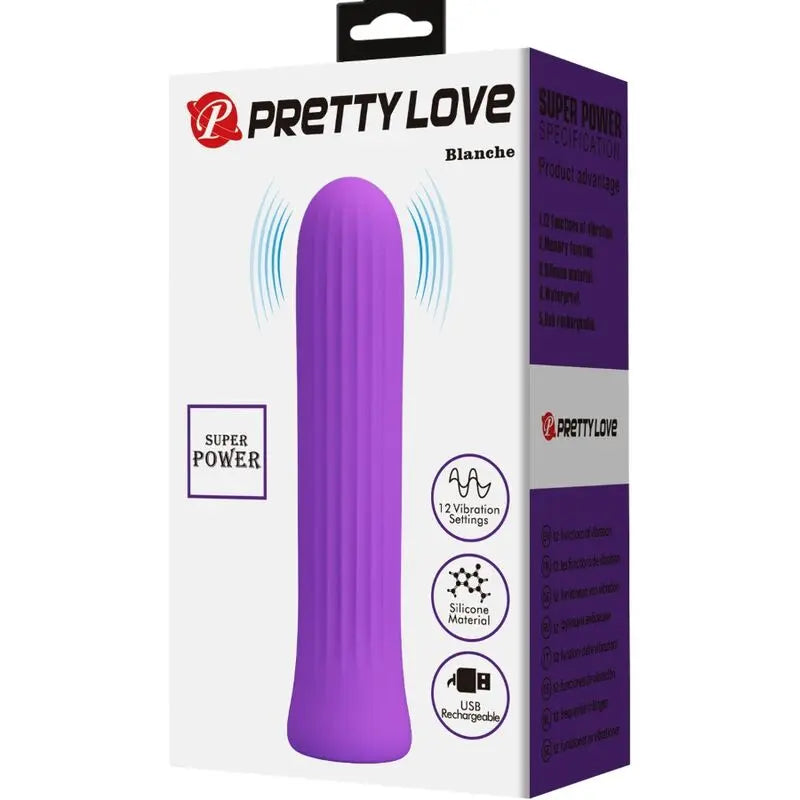 Pretty Love Mini Vibromasseur Blanche avec 12 Modes de Vibrations en Silicone Violet