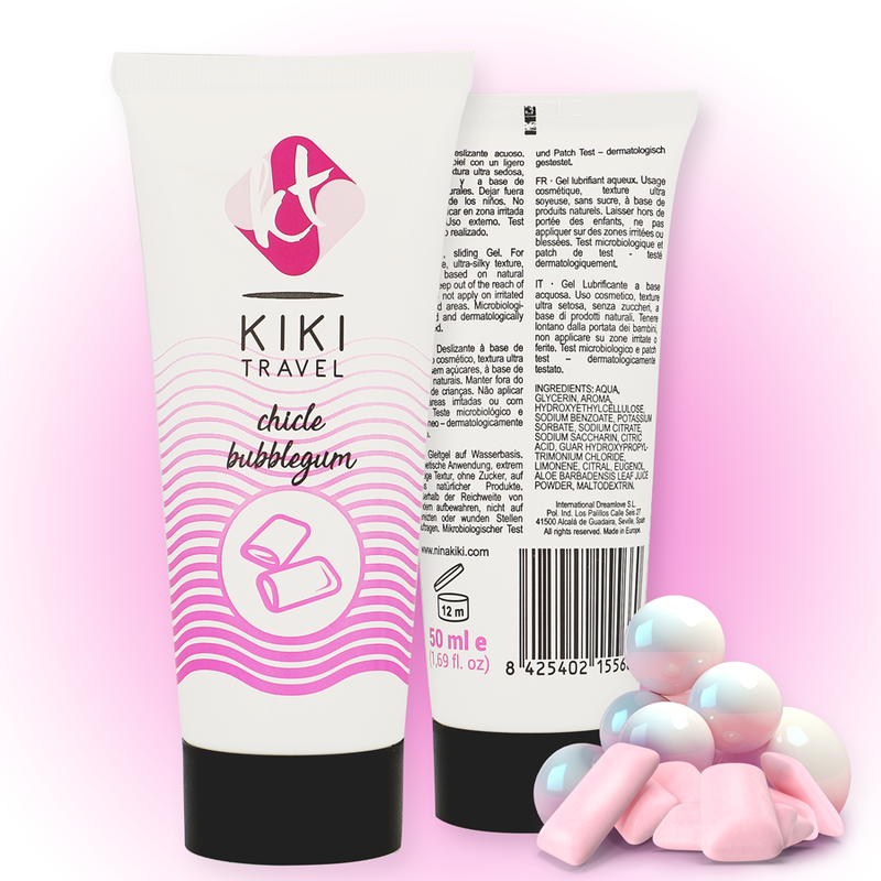 Kikí Travel - Lubrifiant Saveur Chewing-gum Fraise à base d’eau - 50 ml