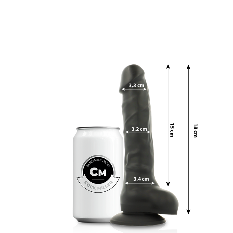 Gode Réaliste Cock Miller Articulable Noir 18cm - Cockmiller