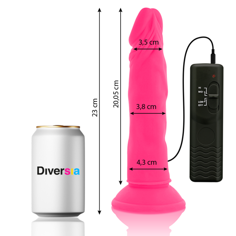 Gode Vibrant Diversia Rose 23cm avec Télécommande - Diversia