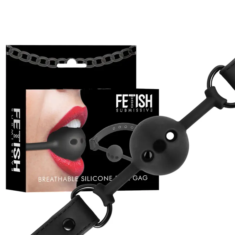 Bâillon Boule Silicone Respirant Noir - Fetish Submissive - FETISH SUBMISSIVE BONDAGE