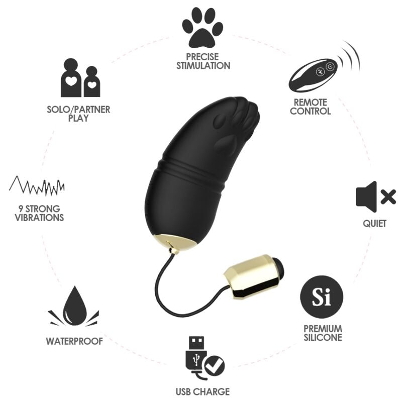 Armony - Œuf vibrant Télécommande en forme de patte de chat - Noir