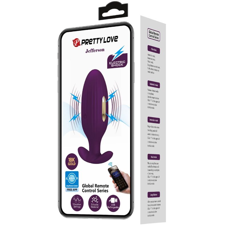 Pretty Love - Plug Anal Connecté et Vibrant avec Application / Violet