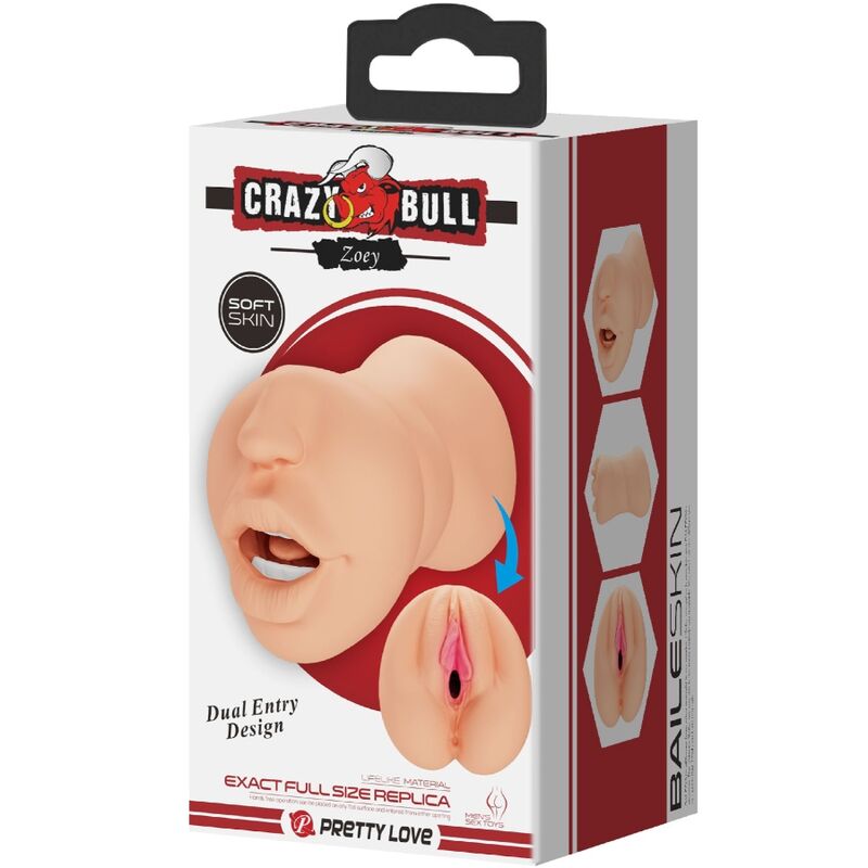 Masturbateur Masculin Zoey Double Entrée Chair - Crazy Bull