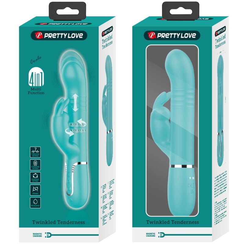 Pretty Love – Vibromasseur Rabbit Coale Multifonction 4 en 1 Bleu