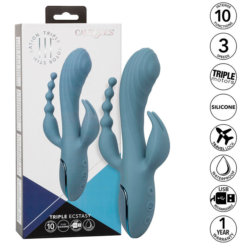 Vibrateur Triple Ecstasy Gris - CalExotics