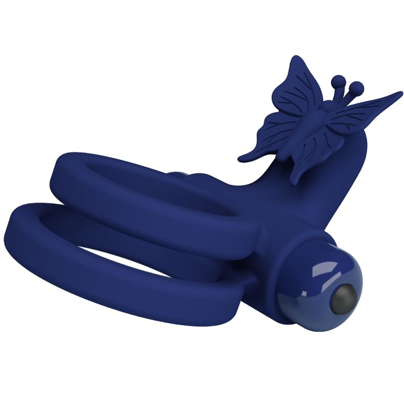 Anneau Vibrant Double Jamele Papillon Bleu - Pretty Love