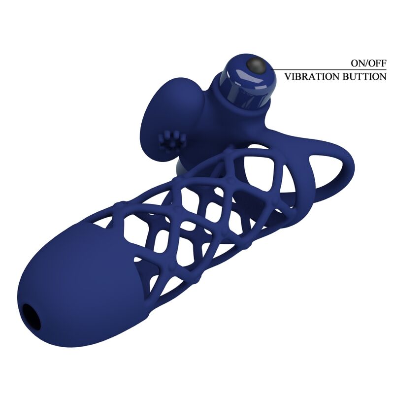 Gaine Pénis Vibrant Pretty Love avec Anneau Bleu - Pretty Love