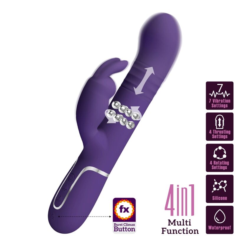 Vibromasseur Rabbit Coale 4 en 1 Violet - Pretty Love