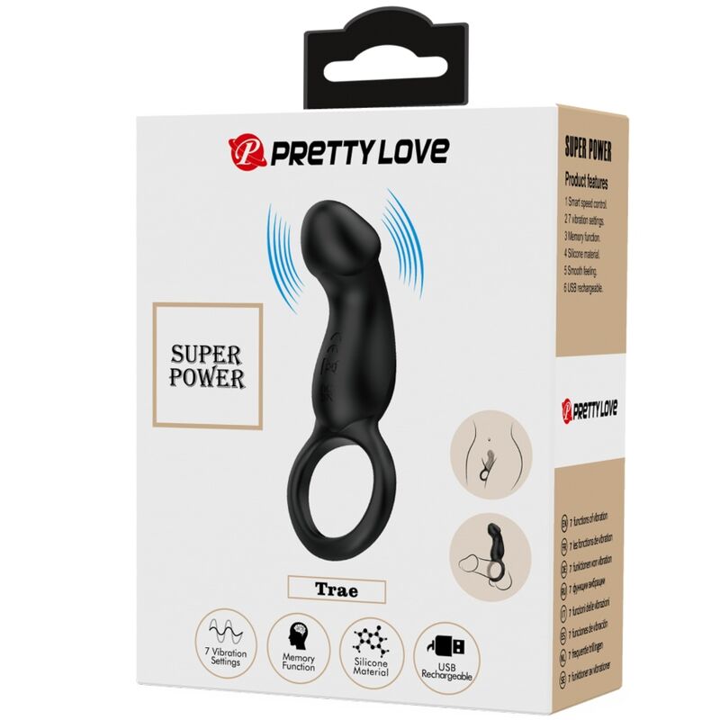 Anneau Vibrant Trae avec Stimulateur Noir - Pretty Love