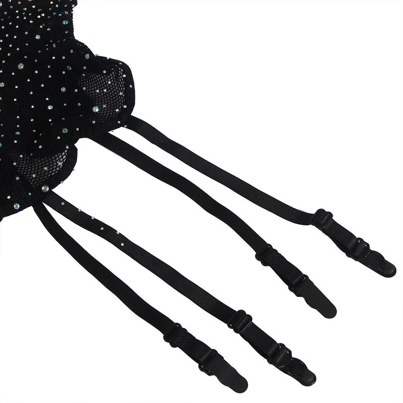 Bodystocking résille avec gants et diamants noir - Subblime - SUBBLIME BODYSTOCKINGS
