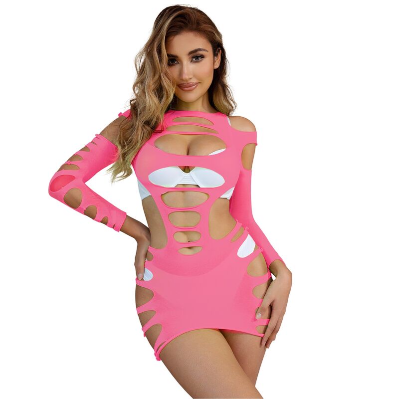Body Résille Manches Longues Rose Taille Unique - Subblime - SUBBLIME DRESSES