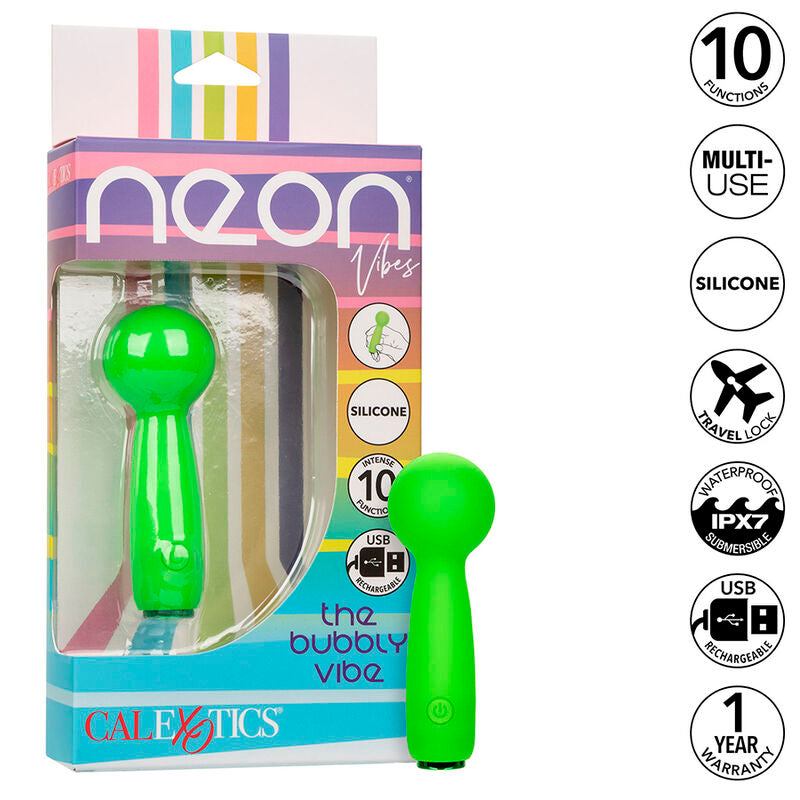 Mini Vibromasseur Neon Vibes The Bubbly Vibe Vert - Calexotics