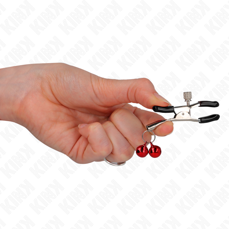 KINK – Pince à Seins réglables avec Double cloche Rouge