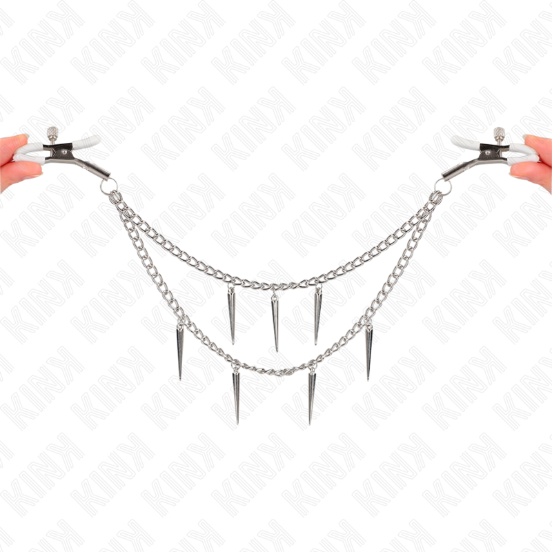 KINK – Pinces à tétons avec chaîne à pointes – 30 cm