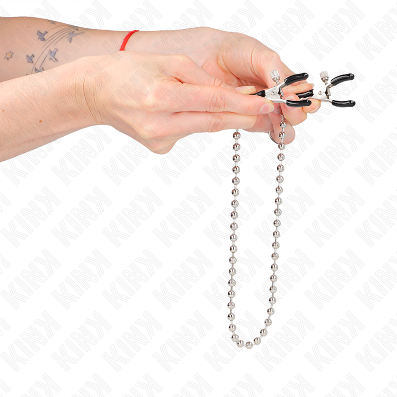KINK – Pinces à tétons avec chaîne de billes – 30 cm