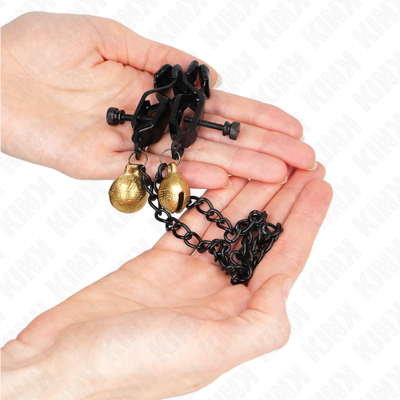 KINK – Pince à Tétons Noir avec clochettes et chaîne