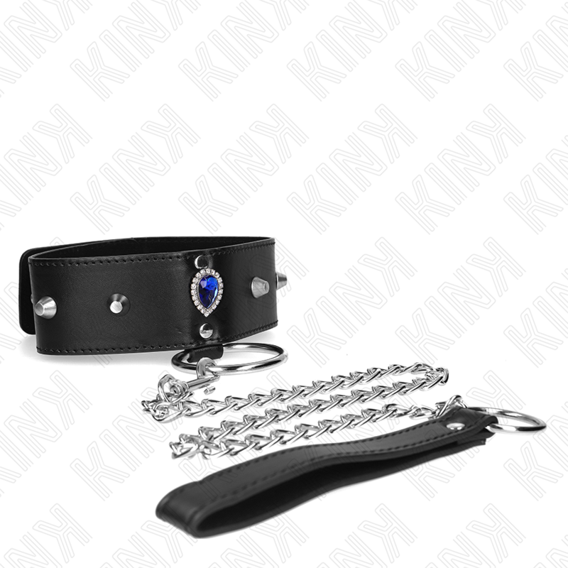 Collier BDSM avec Bracelet 65cm Diamants Bleus - Kink - KINK COLLAR & GAG