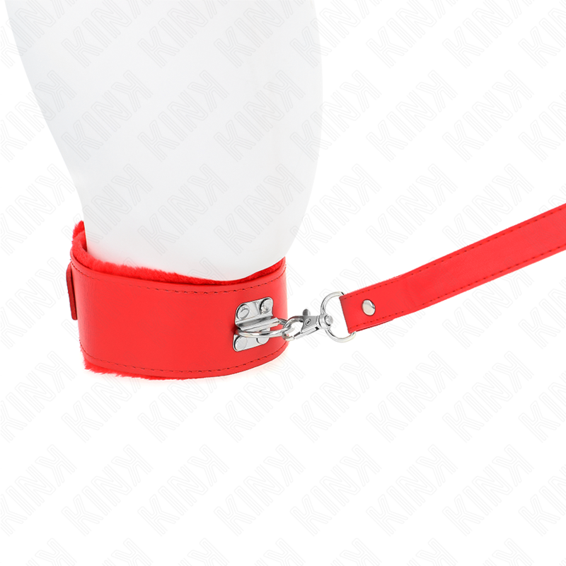 Collier avec Laisse 116cm Clous Argentés Rouge - Kink - KINK COLLAR & GAG