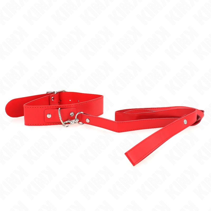 Collier Bondage avec Laisse 116 cm Rouge Ajustable - KINK - KINK COLLAR & GAG