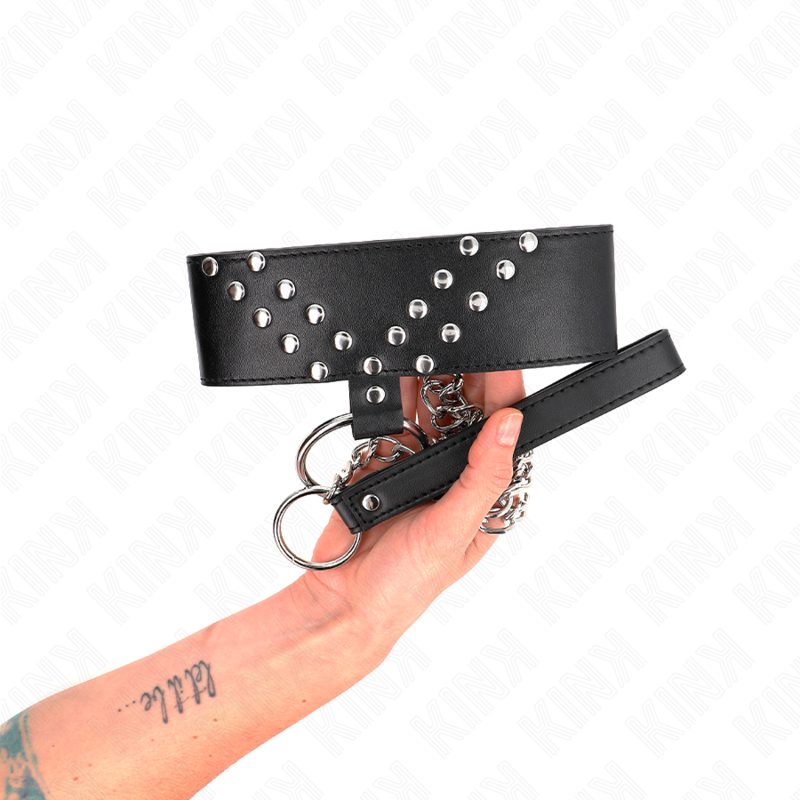 Collier BDSM avec Laisse 65cm Réglable 36-43cm - KINK - KINK COLLAR & GAG
