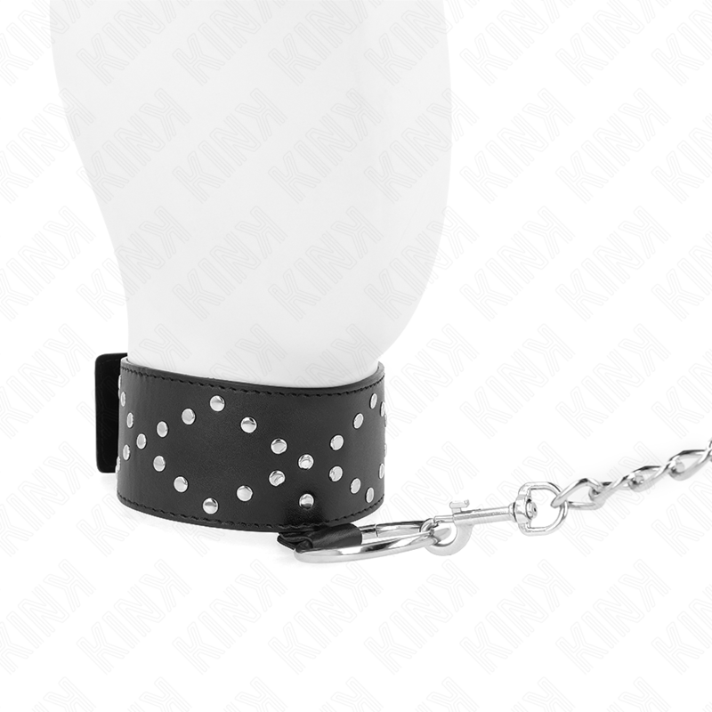 Collier BDSM avec Laisse Clous Argentés 65cm Réglable - KINK - KINK COLLAR & GAG